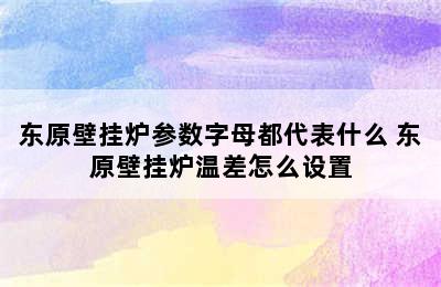 东原壁挂炉参数字母都代表什么 东原壁挂炉温差怎么设置